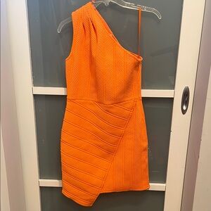 Elliatt Orange Asymmetrical Neoprene One Shoulder Dress, Cocktail Dress,…